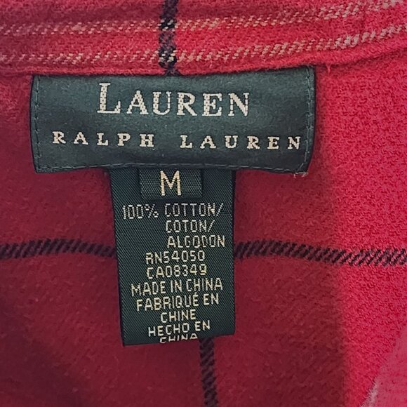Ralph Lauren Red Plaid Flannel Half-Zip Shirt – Women’s Medium – Cozy - Picture 3 of 9